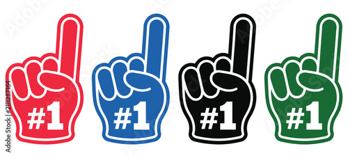 Foto Foam Hand Icons with Number One Finger Gloves for Sports Supporters, Fan Celebra