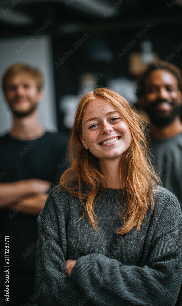 Obraz premium businesspeople driving real progress, where every face reflects trust, momentum, and shared direction in a modern business environment.