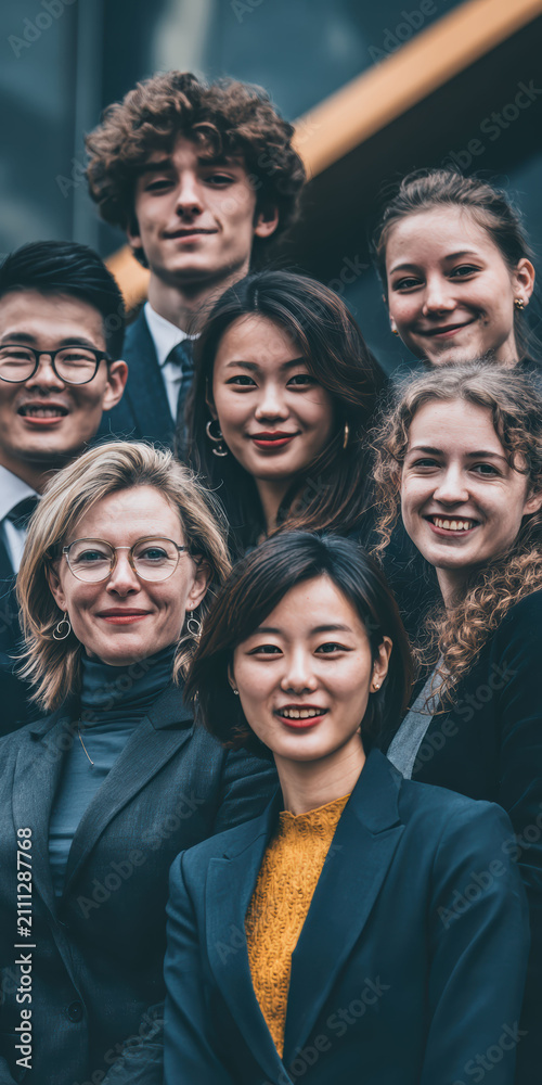 Fototapeta premium businesspeople driving real progress, where every face reflects trust, momentum, and shared direction in a modern business environment.