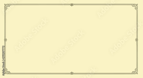 Elegant vintage ornamental frame features delicate corner flourishes and minimalist lines on a sophisticated light cream background.