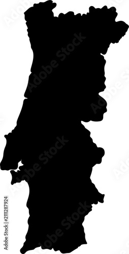 Black silhouette of the portugal country map on white background