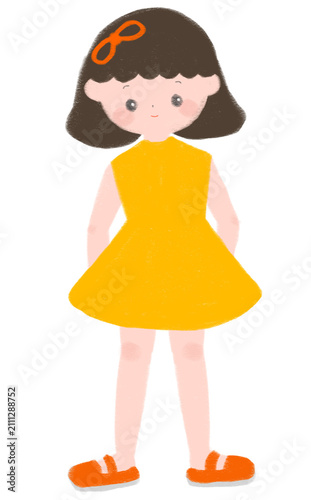 little girl with orange