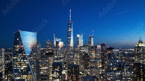 New York City Skyline at Dusk with One World Trade Center