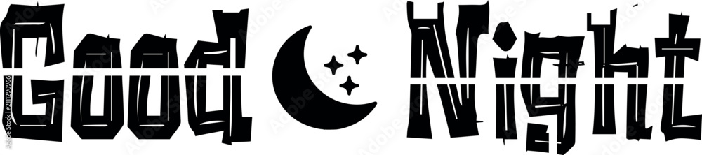Fototapeta premium Dark gothic night sky moon and stars illustration Vector