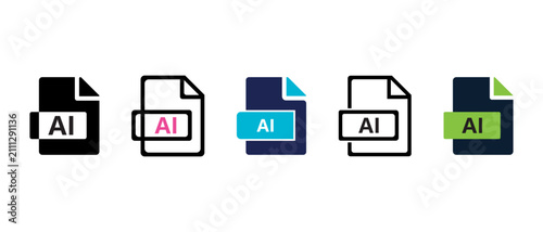 Fotografie AI file icon, artificial intelligence document format symbol, digital vector graphic extension illustration