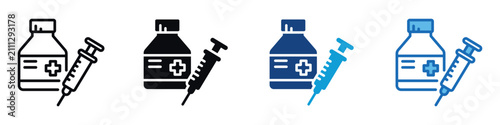 фотографія Syringe Icon Set Multiple Style Of