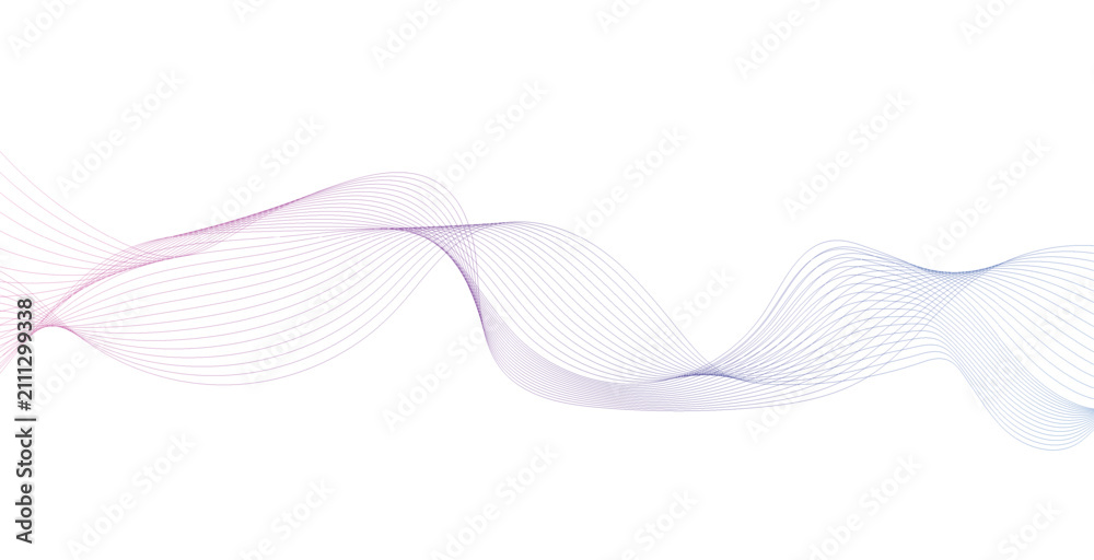 Fototapeta premium Abstract blue flowing wave lines with elegant ribbon effect and smooth curved mesh pattern on transparent background, modern minimalist technology backdrop for digital communication and scientific