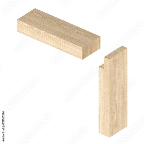 Konstfotografi Rabbet Joint Woodworking with White Oak Wood Texture