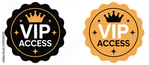 Konstfotografi premium access badge with vip membership seal, crown symbol, customer rewards, loyalty programs and exclusive entry vector illustration