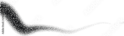 Cuadro en lienzo Abstract flowing wave composed of numerous small black dots on a transparent bac
