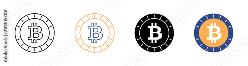 BTC Crypto Currency Electronic Asset Icon Set Vector Illustration