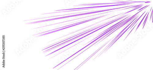 Quadro su tela Vibrant purple light rays bursting from an upper corner on a clear white field
