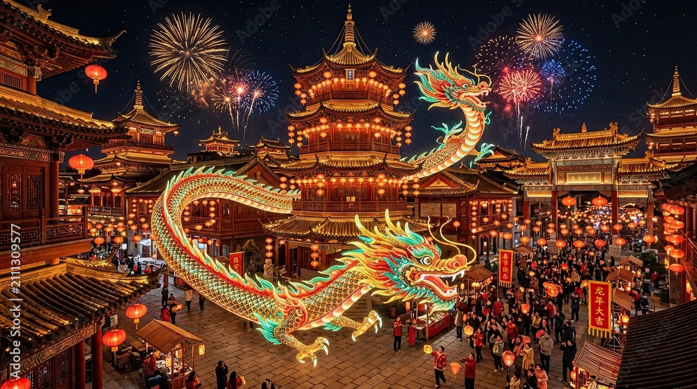Naklejka premium chinese dragon statue