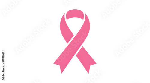 Pink ribbon symbol isolated on white background representing awareness for cancer day.