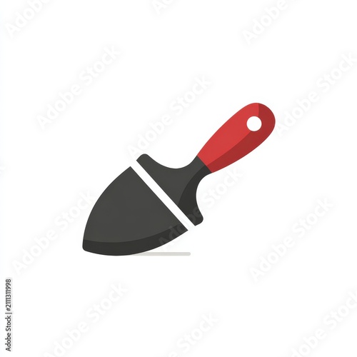Minimalist Garden Trowel Icon Illustration with Red Handle