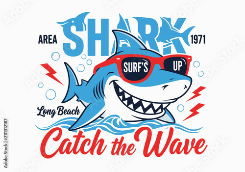 Cartoon shark wearing sunglasses with text 