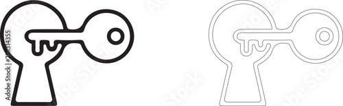 Key in Keyhole Line Art Element: Vector Illustration For Access Knowledge Logo Design.