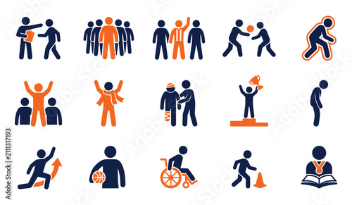 Set of human activity icons. People lifestyle pictograms for business and social concepts.