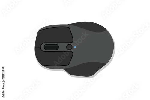 Modern wireless computer mouse. Ergonomic peripheral device for office and gaming work.