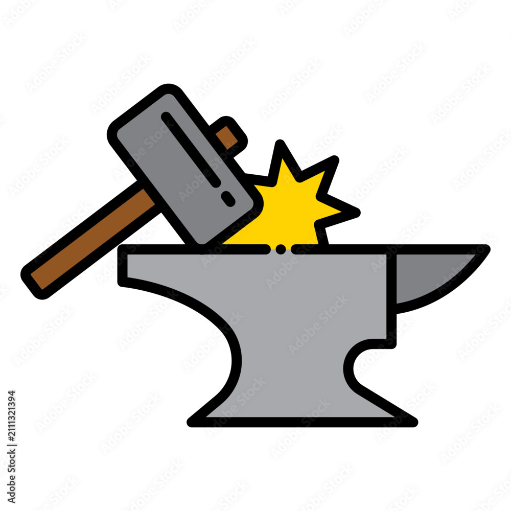 Fototapeta premium Blacksmith Anvil Hammer Icon