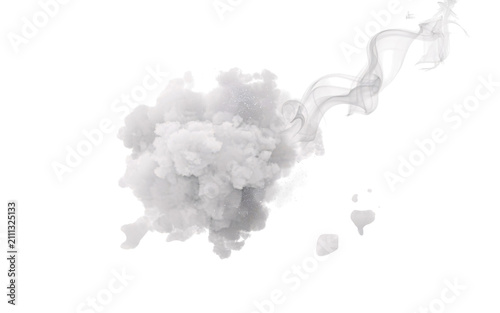 Obraz na plátne Explosion of white smoke and liquid droplets isolated on a transparent backgroun