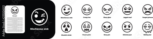 Fotografía premium ultra bold line icon set for Halloween expression like Mischievous wink