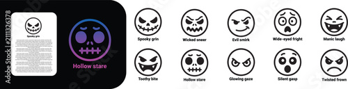 Foto premium ultra bold line icon set for Halloween expression like Spooky grin Wicke