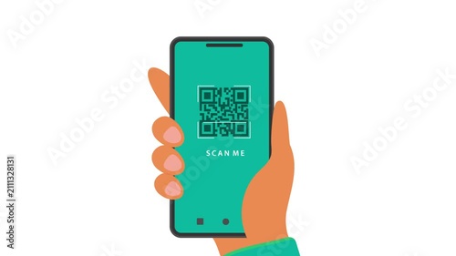 Smartphone QR Code Scan Animation with Hand