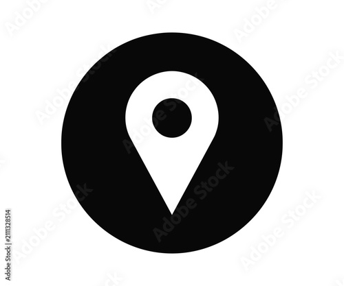Location pin map marker icon inside filled black circle