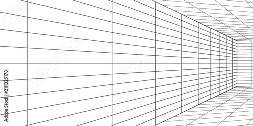 Fotografie Perspective grid background 3d Vector illustration