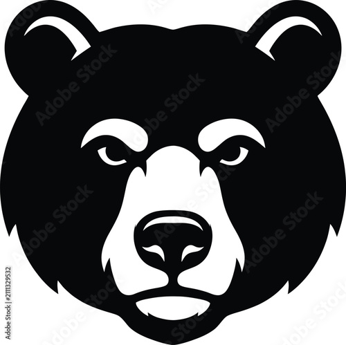 Black bear head graphic minimalist wildlife illustration
