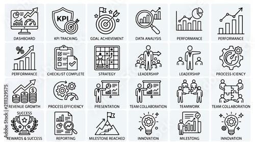 Business icons for growth strategy.