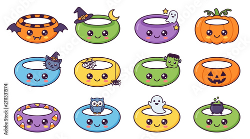 Colorful Halloween Pumpkins with Whimsical Animal Faces.