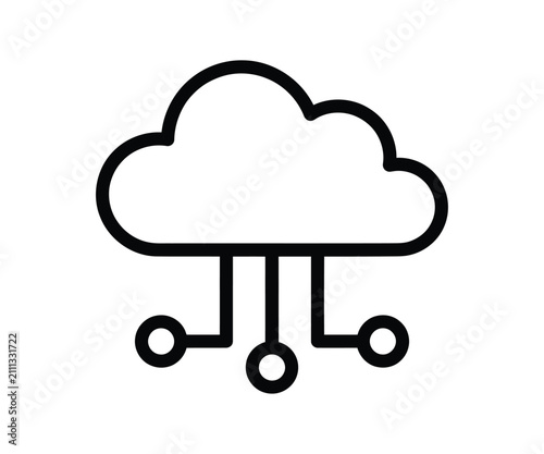 Cloud computing data network connection server line art icon