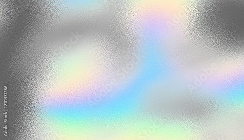 Colorful iridescent, holographic rainbow foil texture, gradient background for prints. Noise textured surface.