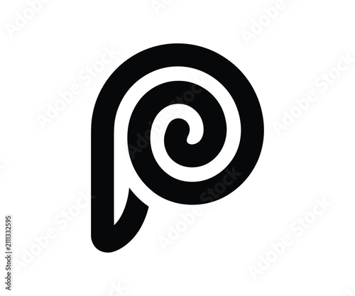 Spiral tribal paisley swirl motif decorative line art icon