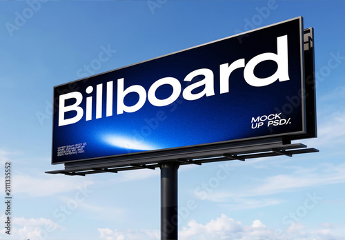 Outdoor Billboard Mockup Against Sky