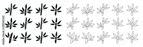 Cuadro en lienzo Bamboo And Sugarcane Icon Set, Glyph Sweetener Plant Symbols, Natural Sugar Ingredient And Leaf Vector Illustration