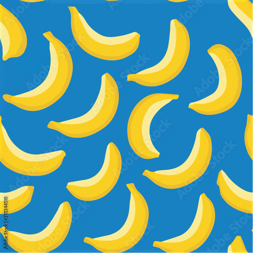 Seamless pattern, Banana, flat vector illustration