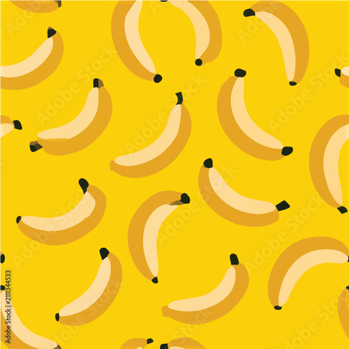 Seamless pattern, Banana, flat vector illustration