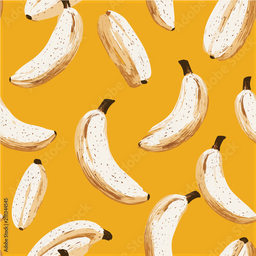 Seamless pattern, Banana, flat vector illustration
