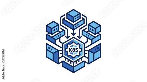 Foto Kubernetes K8S container orchestration cloud cluster icon