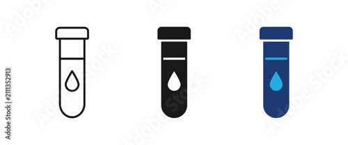 Blood test tube icon, medical sample flask, laboratory analysis symbol. vector illustration