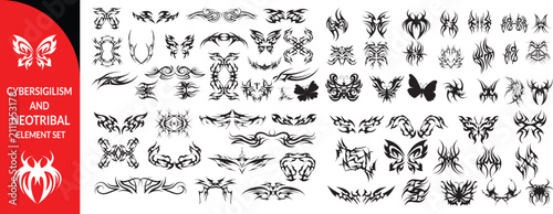 Photography Cybersigilism and Neotribal Graphic Element Set