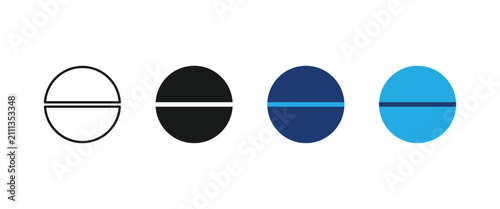 фотографія Medicine pill icon, round tablet drug symbol, pharmacy prescription health sign