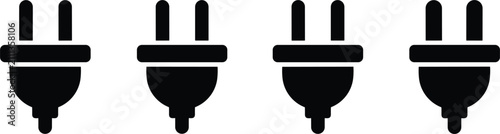 Bild auf Leinwand Electric plug icon set with four identical black power connector symbols isolate