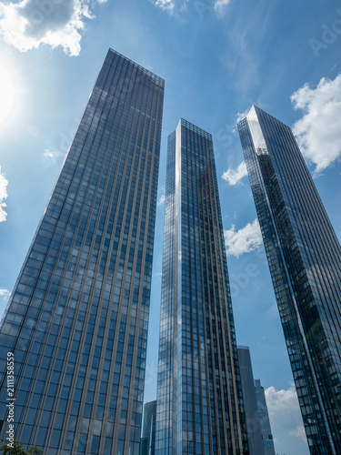 Modern high-rise buildings in Moscow city business district against the sky, urban architecture and contemporary cityscape