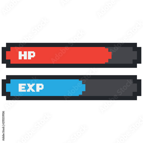 Pixel Art Health and Experience Bars