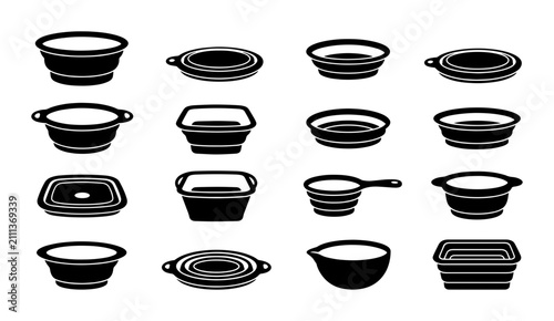 Fotografie Collapsible Silicone Bowls, Portable Food Containers, Camping Kitchenware Set, V