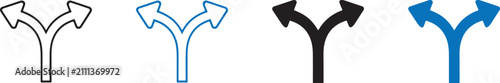 Konstfotografi Two Split Arrow Icon Set in Line, Solid and Color.